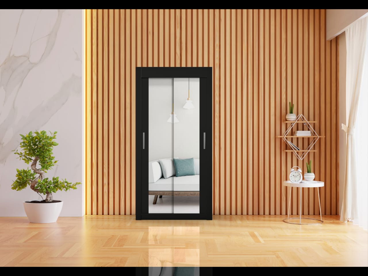100cm wide Milan Black Wordrobe
