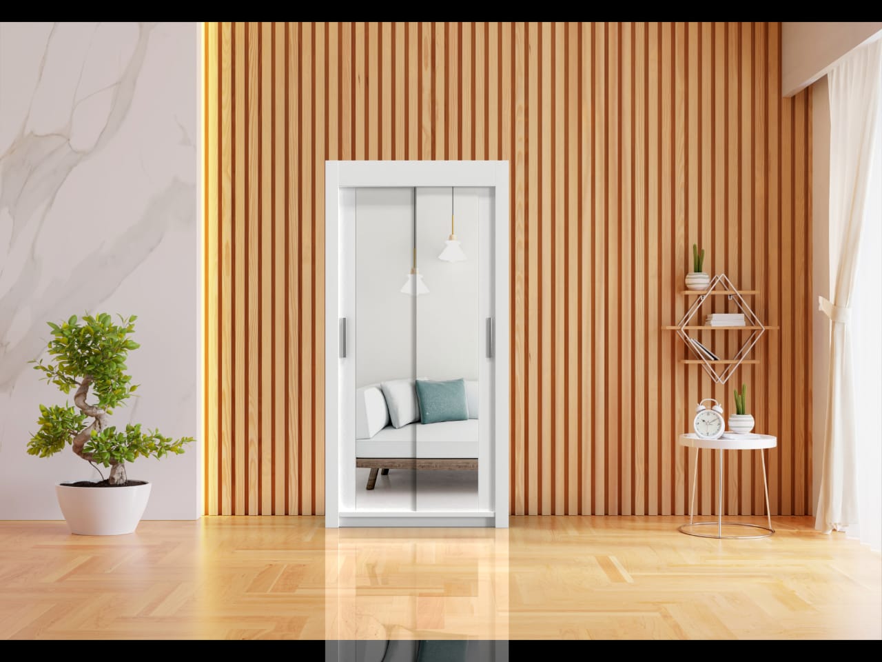 100cm wide Milan White Wordrobe