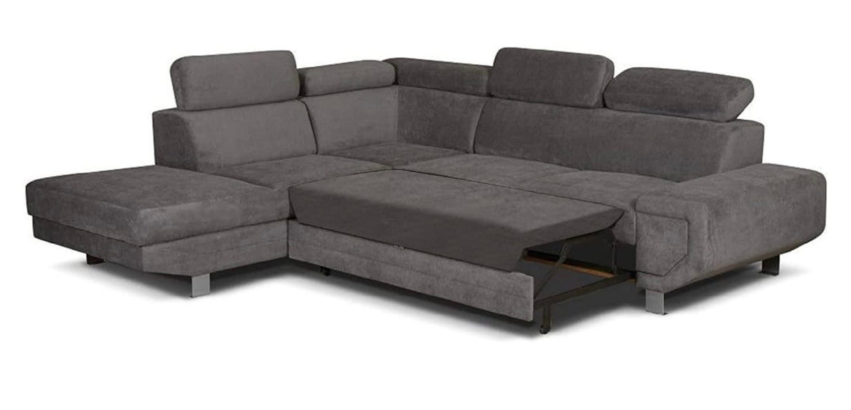 ARTIC Grey Sofa Bed with Left/Right Corner and Three Adjustable Headrests