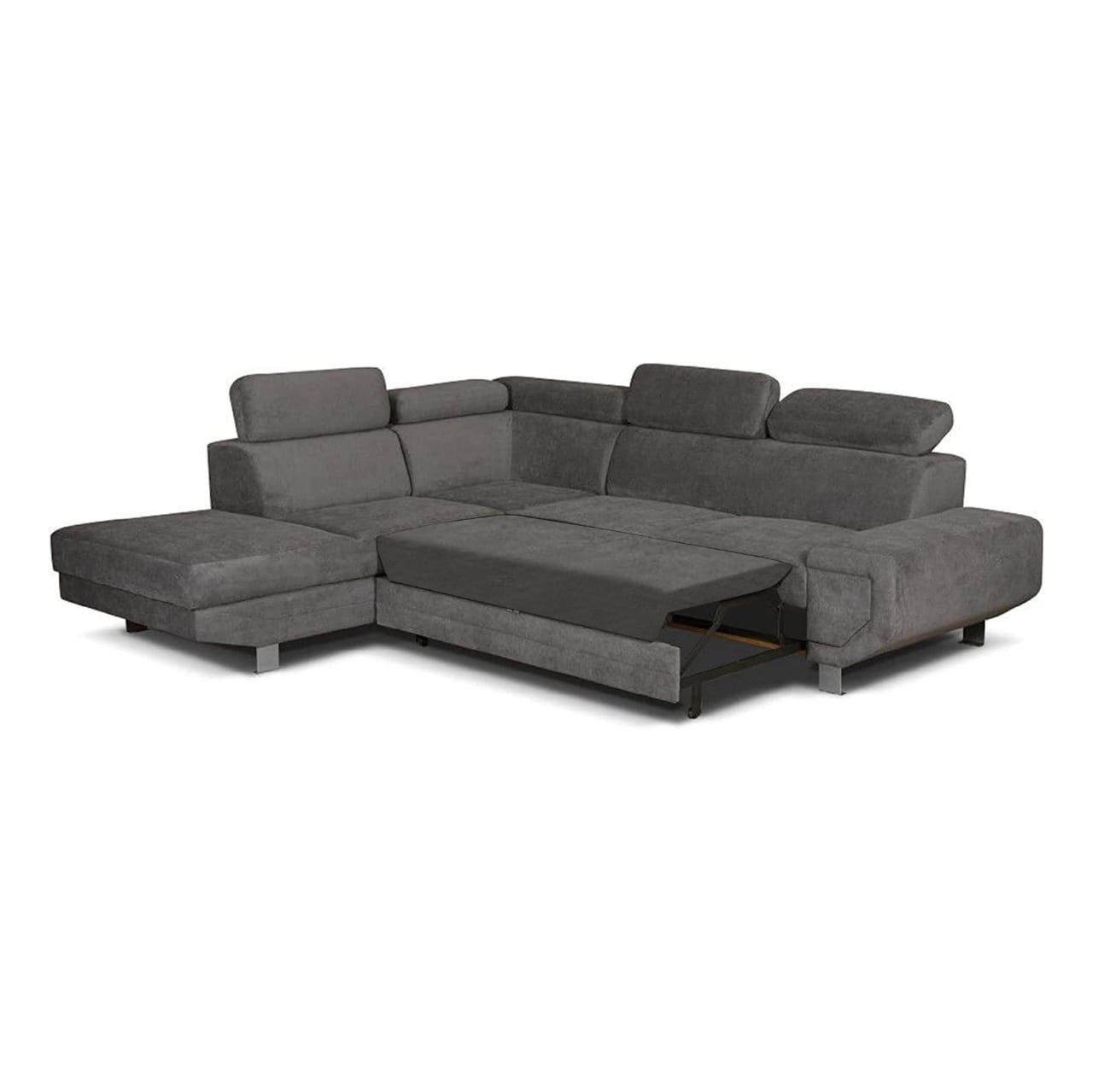 ARTIC Grey Sofa Bed with Left/Right Corner and Three Adjustable Headrests