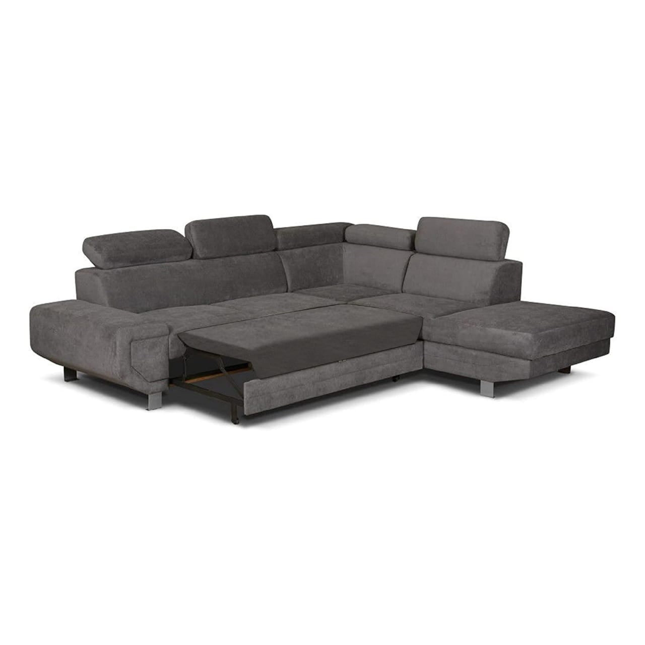 ARTIC Grey Sofa Bed with Left/Right Corner and Three Adjustable Headrests