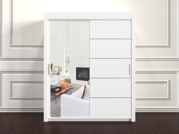 Lyon 180cm Wardrobe – Elegant Design with Mirror & Shelf Options