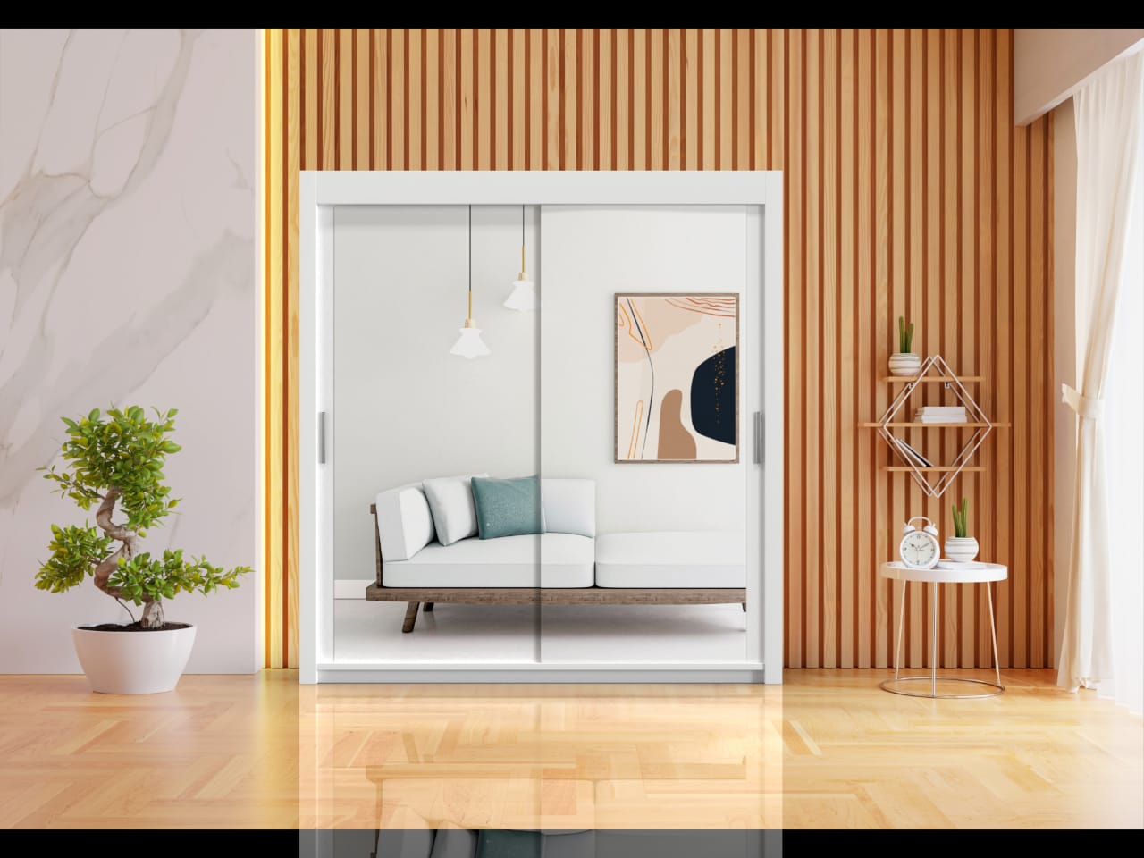 Modern interior design with a sliding glass door