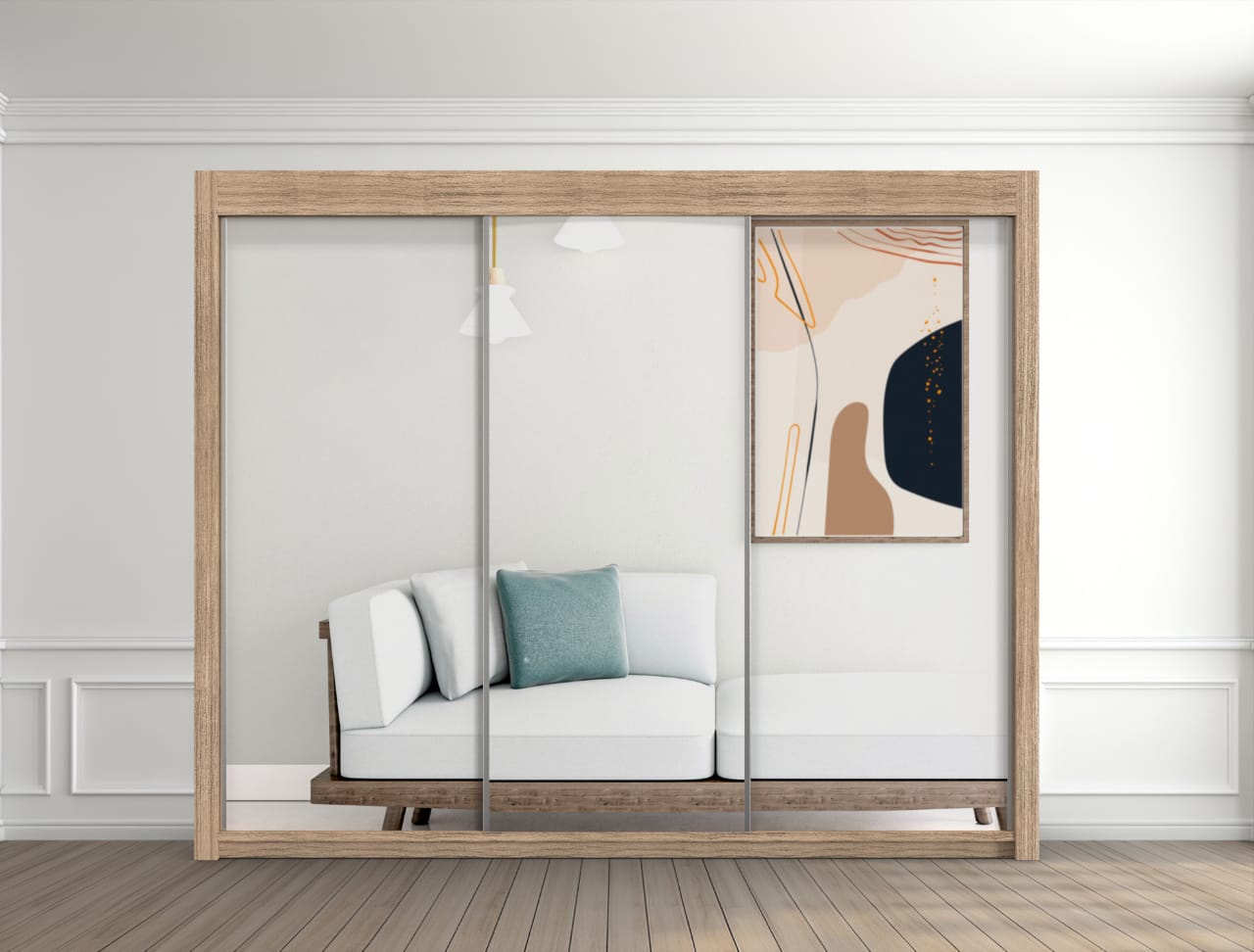 Wooden wardrobe with sliding doors 