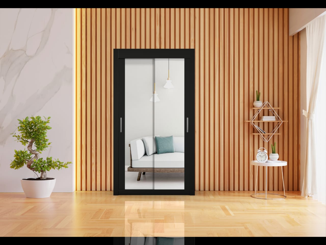 Milan Black120cm Wordrobe