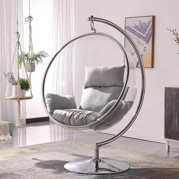 Elegant Hanging Chair with Pedestal Base - Swing chair Hardened Acrylic Seat & Alloy Steel