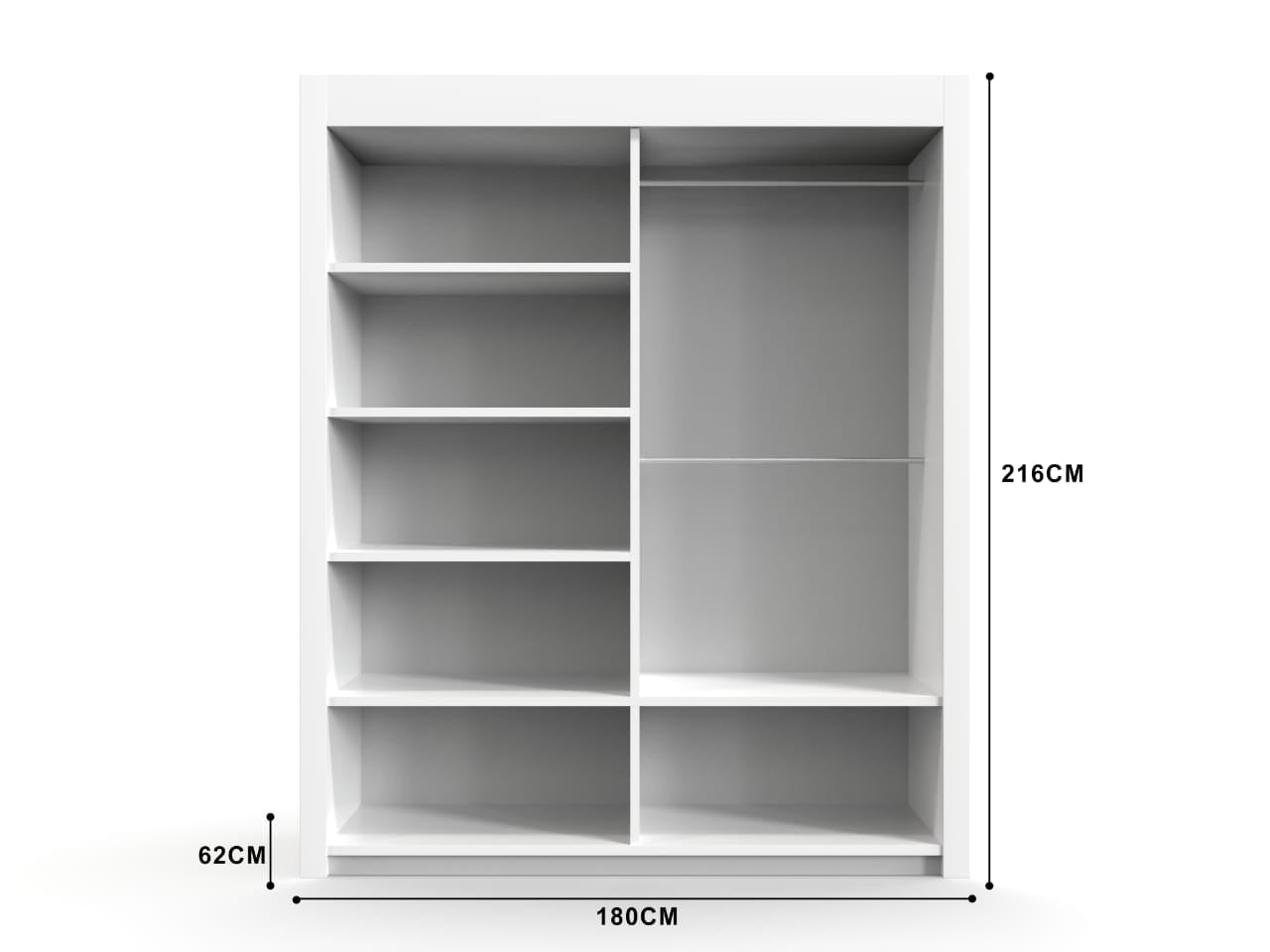 White wardrobe with dimensions labeled 