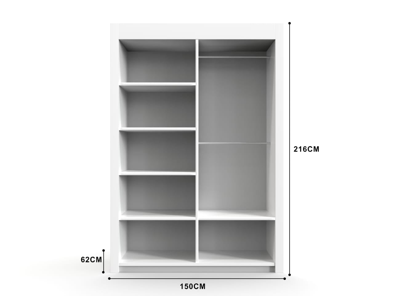 inside view of 150cm wordrobe