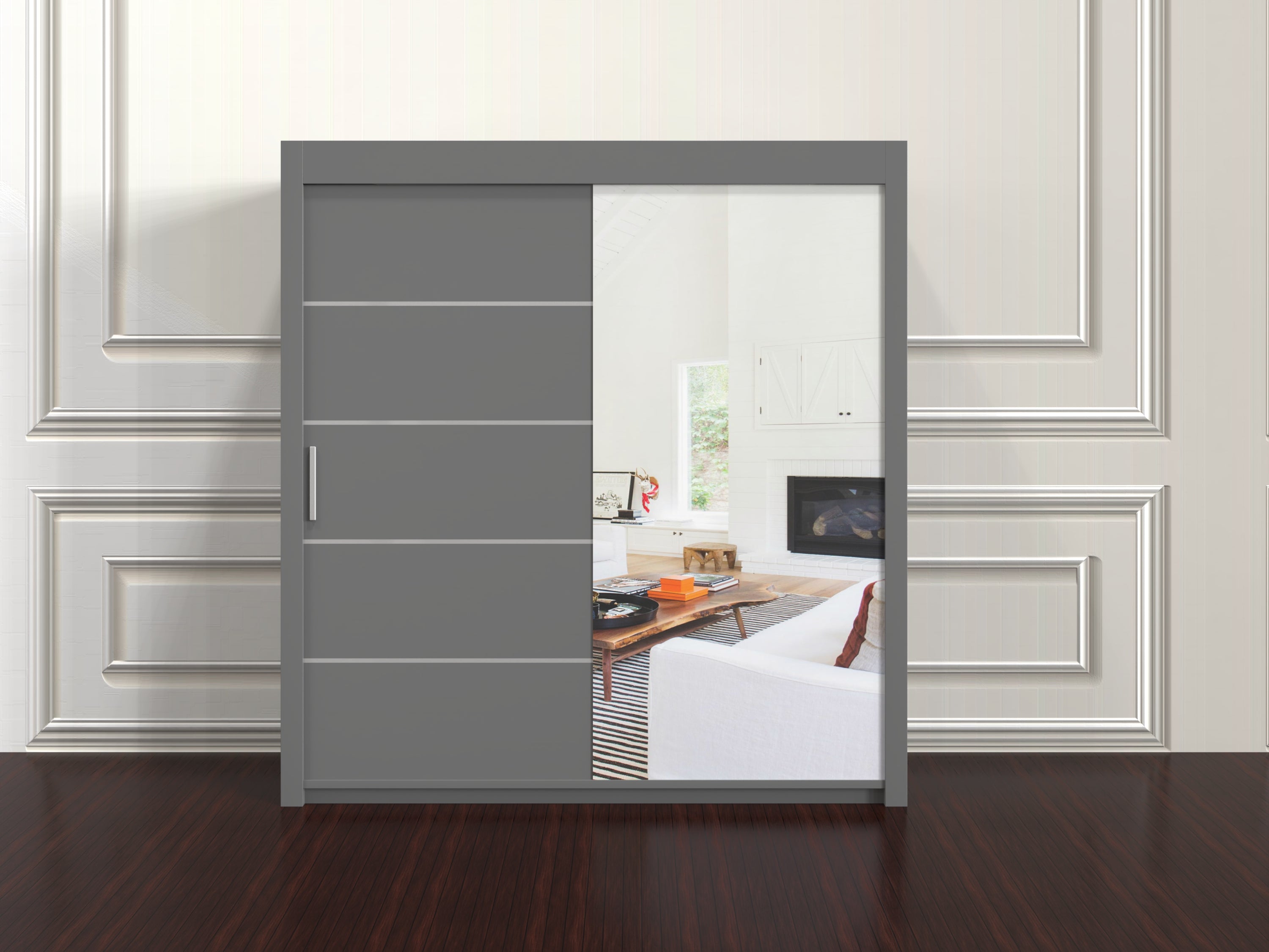 Lyon Wardrobe 203cm – Large Sliding Door Cupboard for Bedroom Storage