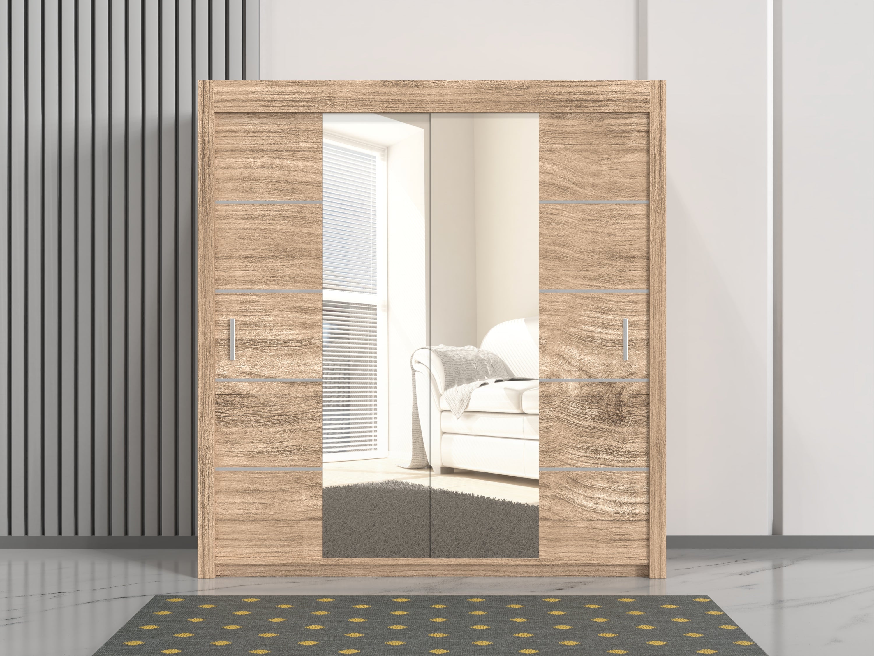 Oslo Sliding Wardrobe 203cm – Elegant Storage Solution for Large Rooms