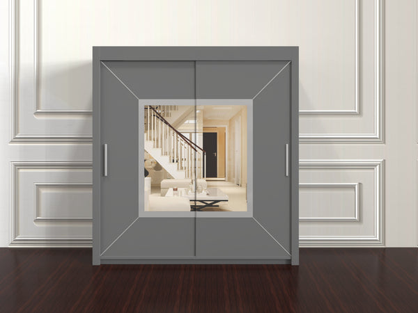 Venice Sliding Wardrobe 203cm – Luxury Closet with Mirror & Shelves